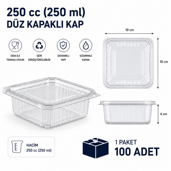 250 cc Sızdırmaz Kap 100 Adet