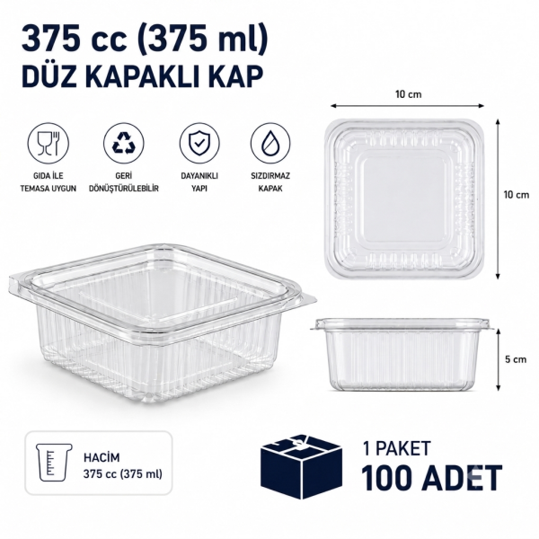 375 cc Sızdırmaz Kap 100 Adet