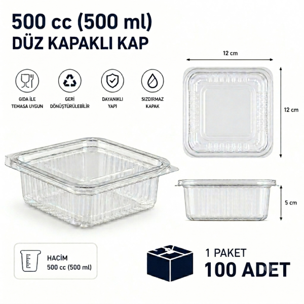 500 cc Sızdırmaz Kap 100 Adet