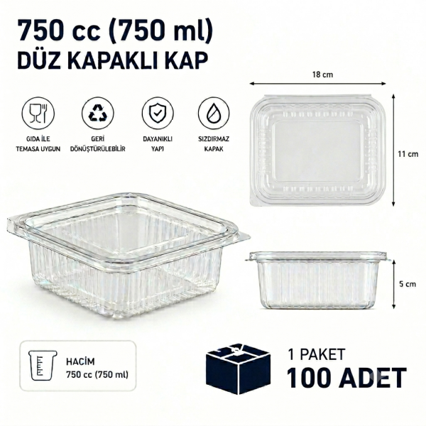 750 cc Sızdırmaz Kap 100 Adet