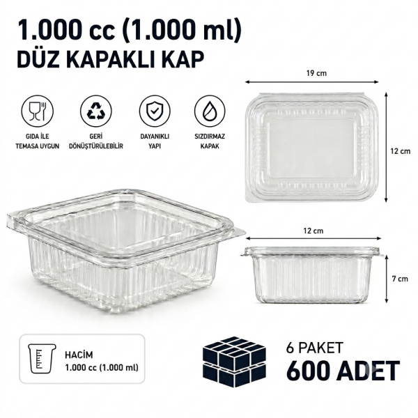 1000 cc Sızdırmaz Kap 600 Adet
