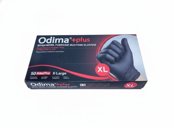 XL Beden EXTRA KALIN Pudrasız Siyah Nitril Eldiven - 50 Adet