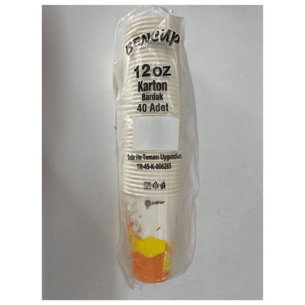 12 oz Karton Bardak 40 Adet - Kullan At Soğuk İçecek Bardağı