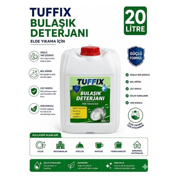 Tuffix 20 Litre Elde Yıkama Bulaşık Deterjanı - Endüstriyel Bulaşık Temizlik Deterjanı