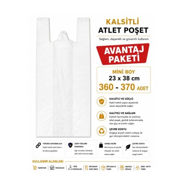 Atlet Poşet Kalsitli ( 3'Lü avantaj paket ) Mini Boy 23x38 cm 360 - 370 Adet