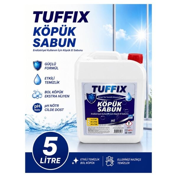 Tuffix Köpük Sabun 5 Litre El Yıkama Sabunu - pH Nötr Profesyonel Endüstriyel EL Sabunu