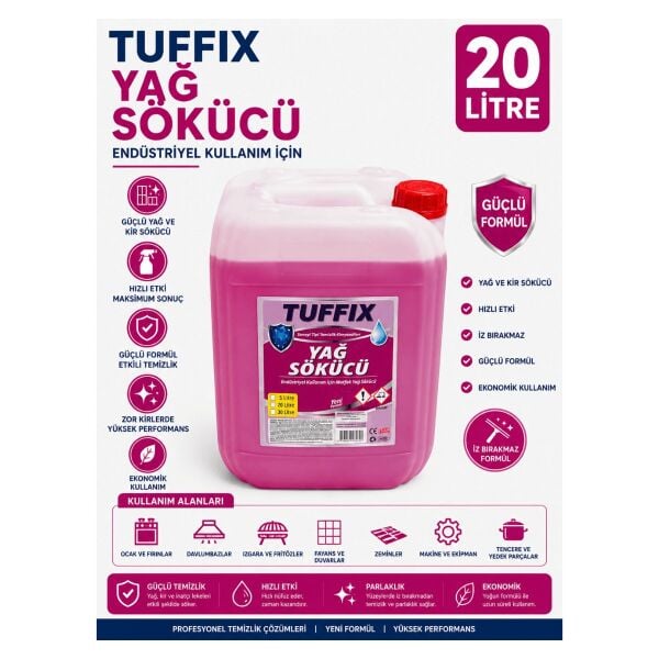 Tuffix 20 Litre Endüstriyel Yağ Sökücü - Güçlü Formül Sanayi Tipi Yağ ve Kir Temizleyici
