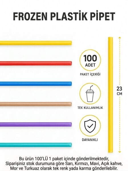 100'lü Frozen Plastik Düz Pipet