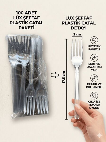100 Adet Lüx Sert Plastik Çatal ( 100 lü ekonomik paket )