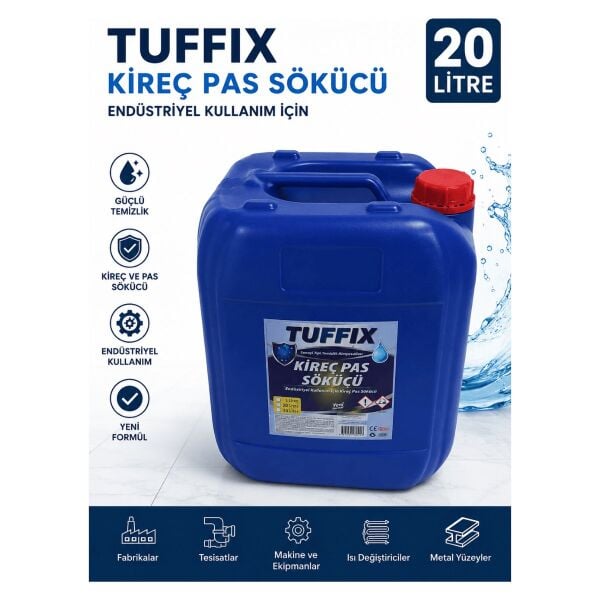 Tuffix 20 Litre Kireç Pas Sökücü Endüstriyel Güçlü Temizlik Ürünü - Kireç, Pas ve Mineral Kalıntı Temizleyici