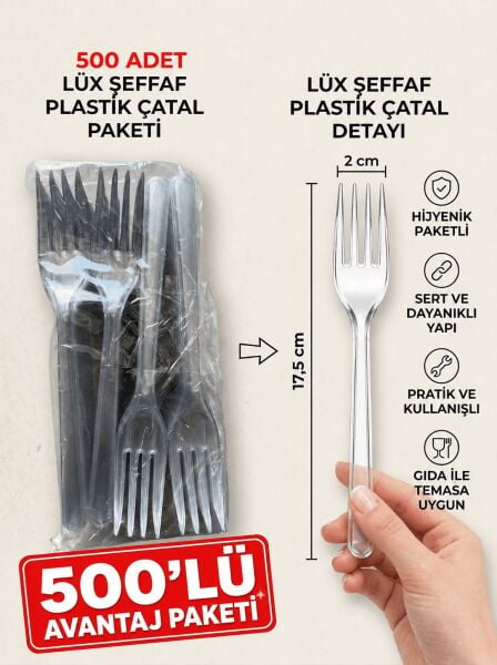 500 Adet Lüx Sert Plastik Çatal ( TOPTAN FİYAT PAKETİ )