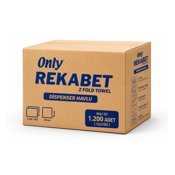 Only Rekabet Z Katlama Dispenser Havlu 12x100 Yaprak 2 Kat 20x19 cm 1200 yaprak