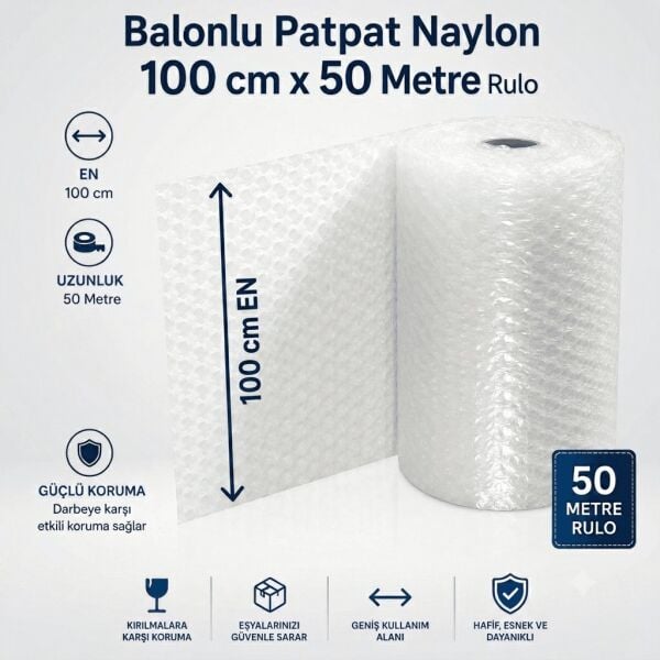 Balonlu Patpat Naylon 100 cm Enli  50 metre