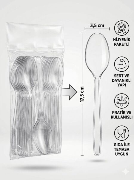 100 Adet Lüx Sert Plastik Kaşık ( 100 lü ekonomik paket )