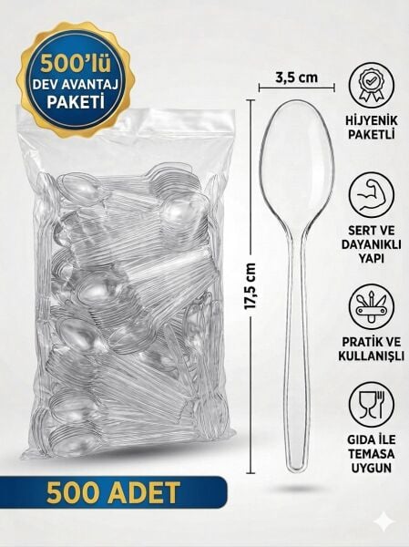 500 Adet Lüx Sert Plastik Kaşık ( TOPTAN FİYAT PAKETİ )