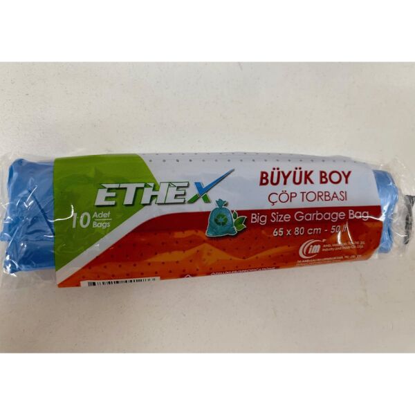 ETHEX 500 Adet AVANTAJ PAKETİ 65x80 cm Büyük Boy Çöp Torbası 50 Litre Kapasiteli Çöp Poşeti