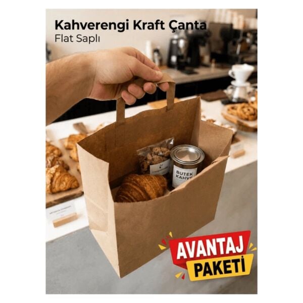 250 Adet 33x18x43 Kahverengi Kraft Kağıt Çanta