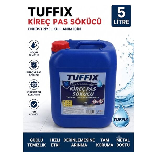 Tuffix 5 Litre Kireç Pas Sökücü, Endüstriyel Güçlü Temizlik Ürünü - Kireç, Pas ve Mineral Kalıntı Temizleyici
