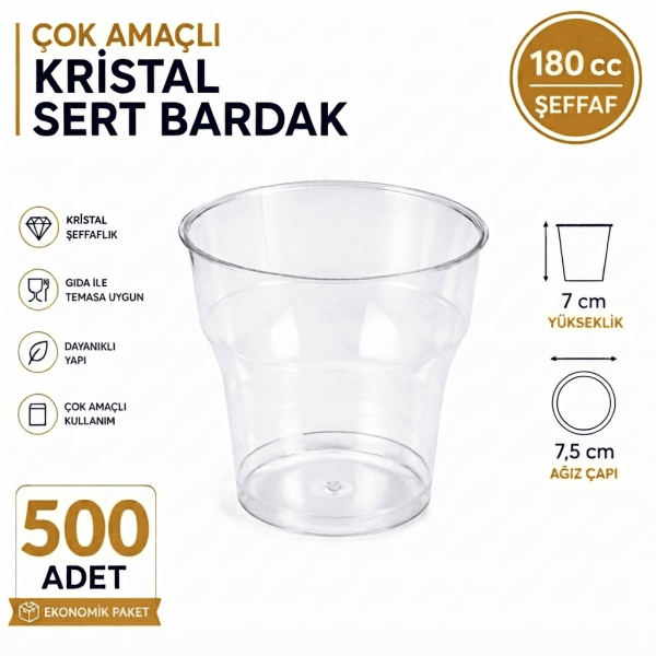 180 cc Kristal Sert Bardak - 500 Adet