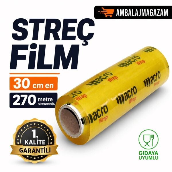 270 Metre Macro Streç Film - 30 cm en - Gıdaya Uygun