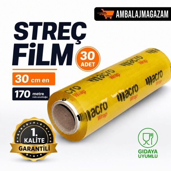 AVANTAJ PAKET (30 ADET) 170 Metre Streç Film - 30 cm en - Gıdaya Uygun
