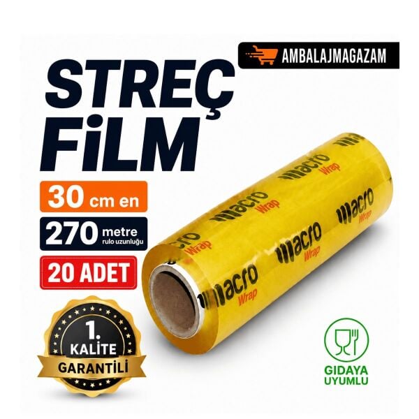 AVANTAJ PAKET (20 ADET) 270 Metre Streç Film - 30 cm en - Gıdaya Uygun