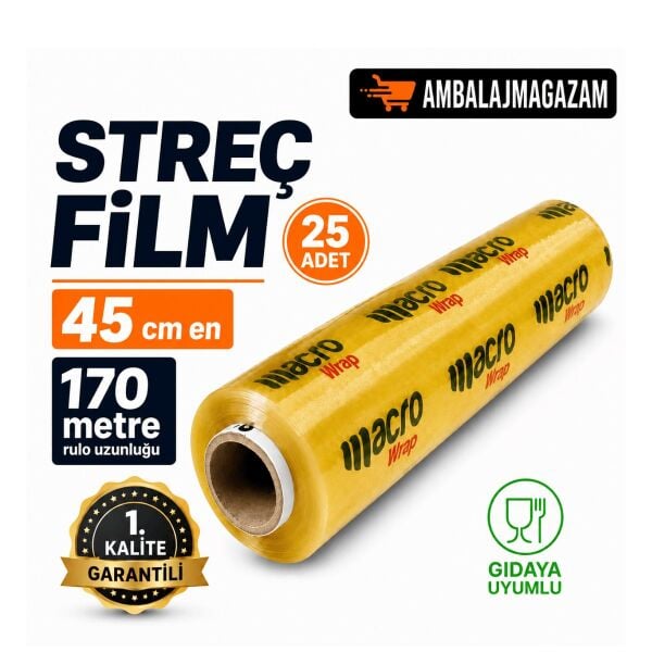 AVANTAJ PAKET (25 ADET) 170 Metre Streç Film - 45 cm en - Gıdaya Uygun