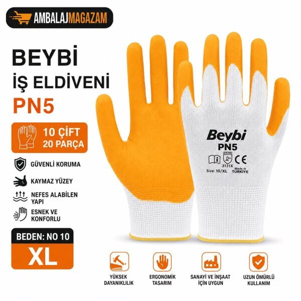 10 Çift İş Eldiveni Beybi Pn5 - XL Beden